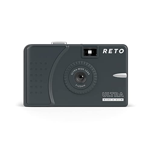 RETO Ultra Wide and Slim 35mm Reusable Daylight Film Camera - 22mm Wide Lens, Focus Free, Light Weight, Easy to Use (Charcoal)
