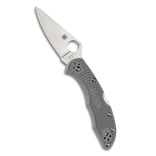 Spyderco Delica 4 Lightweight Signature Knife with 2.90' Flat-Ground Steel Blade and High-Strength Gray FRN Handle - PlainEdge - C11FPGY