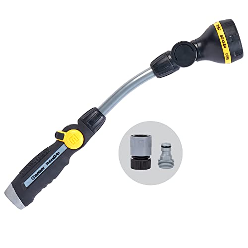 Melnor 65173AMZ RelaxGrip 8 Pattern 16' Pivoting Wand Bundle, Metal, Black, Yellow