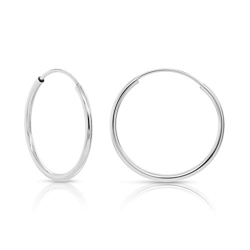 14k White Gold Round Endless Hoop Earrings - 10-18mm (14mm)