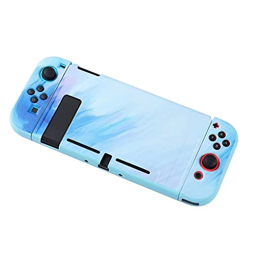 RUOKIP Comprehensive for Nintendo Switch Protective Case - Dockable, Ergonomic Grip, Slim TPU Shell, Screen Protector, Thumb & Button Caps, Safety, and Gaming Performance（Blue）