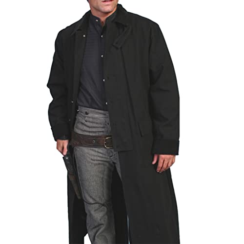 Scully Men's Long Canvas Jacket, Black, Medium