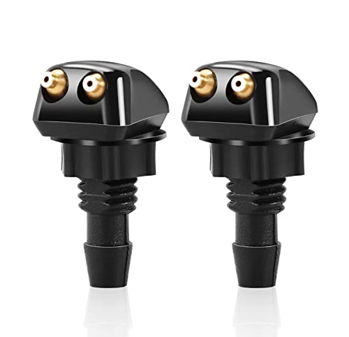 Ajxn Pack-2 Front Windshield Washer Nozzles, Windshield Washer Nozzle Replacement, Windshield Washer Nozzles Wiper Spray Fit for Most Cars (Black)