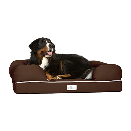 PetFusion Ultimate Dog Bed, Orthopedic Memory Foam, Multiple Sizes/Colors, Medium Firmness Pillow, Waterproof Liner, YKK Zippers, Breathable 35% Cotton Cover,1yr. Warranty,Brown, X-Large (44x34')