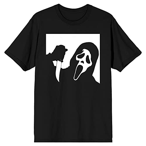 Bioworld Mens Black & White Scream Horror Movie Ghost Face Graphic Tee-L