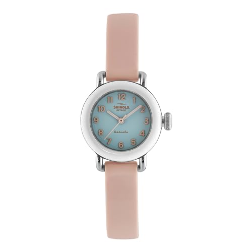 Shinola Detrola Women's Pee Wee S0120213328 Soft Teal Dial Soft Pink Silicone Strap Watch 25mm