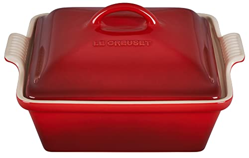 Le Creuset Stoneware Heritage Covered Square Casserole, 2.5 qt. (9'), Cerise