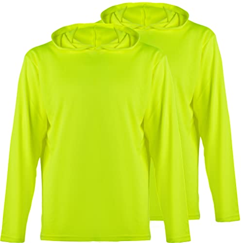 ProtectX 2-Pack High Visibility Lightweight Long Sleeve Hoodie, Sun Protection UPF 50+ Quick-Dry, SPF UV Shirt, Active Wear - Neon Green
