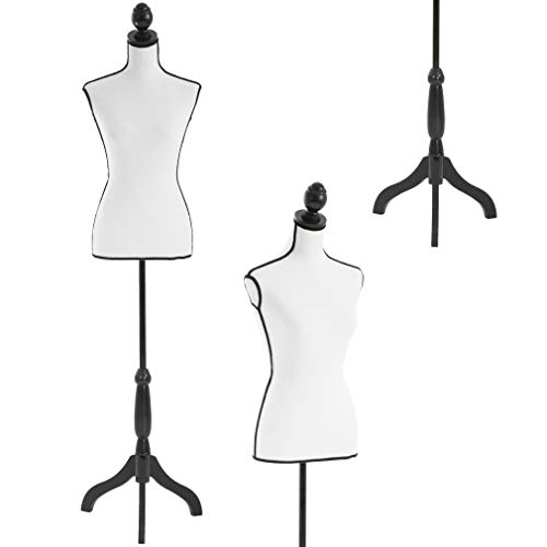 Manikin 60”-67”Height Adjustable Female Dress Model Display Torso Body Tripod Stand Clothing Forms，Cream