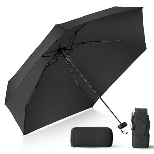 LEAGERA Compact Travel Umbrella with Case - Mini Umbrella for Purse, Small Lightweight &Tiny Design Perfect for Parasol Outdoor Sun&Rain Umbrellas
