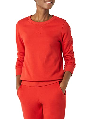 Amazon Essentials Women's Fleece Crewneck Sweatshirt (Available in Plus Size), Red, X-Large