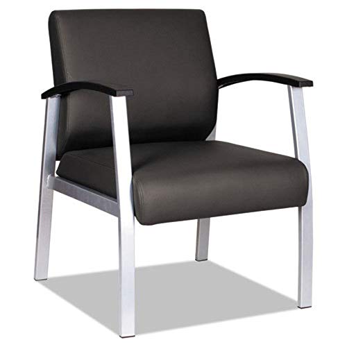 Alera metaLounge Series Mid-Back Guest Chair, 24.6' x 26.96' x 33.46', Black Seat, Black Back, Silver Base