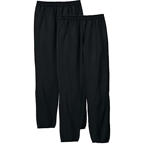 Hanes mens Ecosmart Non-pocket (Pack of 2) athletic sweatpants, Black-2 Pack, X-Large US