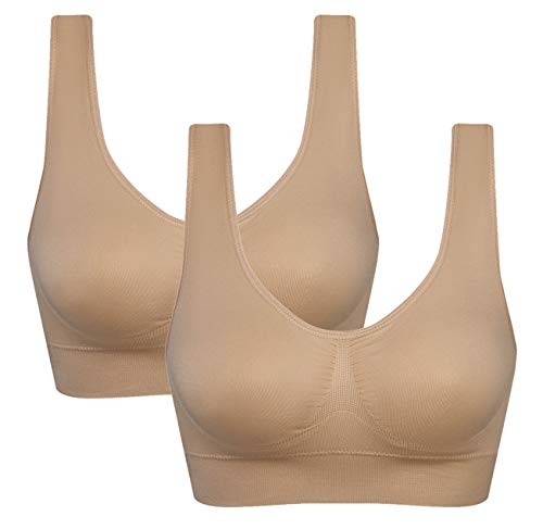 Women's Comfort Workout Sports Bra Low-Impact Activity Sleep Bras 2 Beige M