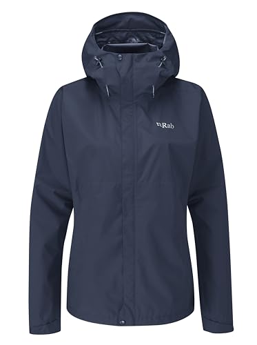 RAB Women's Downpour Eco Waterproof Breathable Jacket for Hiking & Climbing - Deep Ink - X-Small