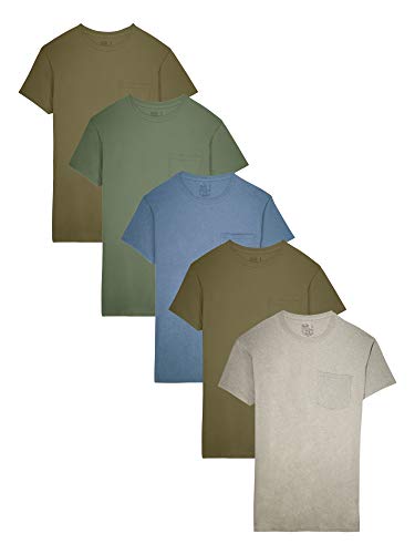 Fruit of the Loom Men's Pocket T-Shirt Multipack (5 Pack), Earth Tones (5 Pack), X-Large