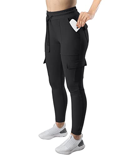 RESHE Women's Joggers Pants Stretch Athletic Tapered Lounge for Workout Yoga Hiking Running with Pockets Black,3X-Large