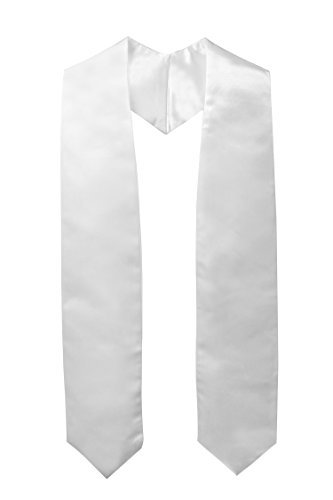 GraduationMall Unisex Adult Plain Graduation Stole 60' White