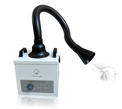 Valtcan Fume Extractor Soldering Fan Benchtop Hood Smoke Absorber with Adjustable Hose 0.3 micron 99.97% filter Powerful Suction 100 Watt Power Brushless Motor