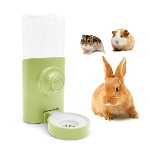 Rabbit Water Bottle, 600ml/21oz Hanging Water Dispenser Feeder Cage Crate Hutch Bunny Puppy Cat Chinchilla Ferret Guinea Pigs Squirrel Hedgehog (Green)