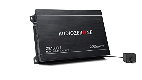 Car Audio Amplifier ZE1000.1 2000W Monoblock Class D MOSFET Subwoofer Audio, 1-4 Ohm Stable, Low Pass Crossover, Mosfet Power Supply, Stereo