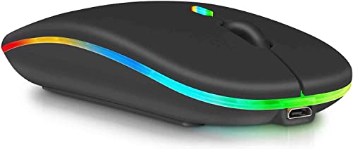 UrbanX Bluetooth Rechargeable Mouse for Samsung Galaxy Chromebook Laptop Bluetooth Wireless Mouse Designed for Laptop/PC/Mac/iPad pro/Computer/Tablet/Android RGB LED Onyx Black