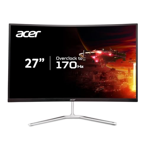 Acer Nitro 27' WQHD 2560 x 1440 1500R Curved PC Gaming Monitor | AMD FreeSync Premium | Up to 170Hz Refresh | 1ms VRB | VESA Mountable | HDR10 | 1 x Display Port 1.2 & 2 x HDMI 2.0 | EDA270U Pbmiipx