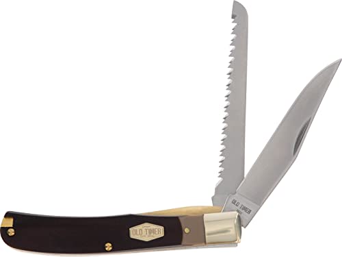 Old Timer 97OT Buzzsaw Trapper 7.8in S.S. Traditional Folding Knife with 3.7in Clip Point Blade and Sawcut Handle for Outdoor, Hunting, Camping and EDC