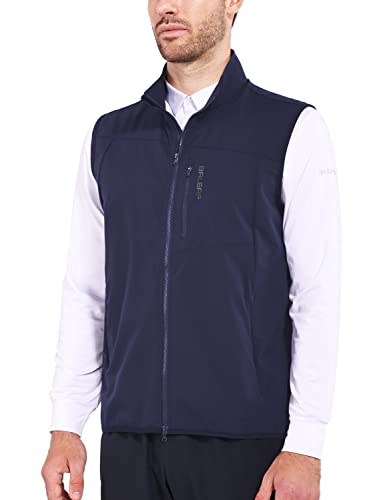 BALEAF Men's Golf Vest Lightweight Outwear Sleeveless Jackets Running Travel Breathable Running Rain Gear Zip Pockets Hiking Dark Blue XL