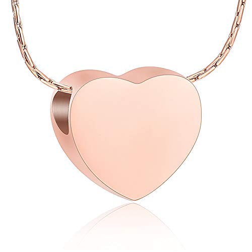 constantlife Cremation Jewelry for Ashes - Heart Pendant Memorial Urn Necklace Ashes Holder Stainless Steel Personalized Customization Keepsake (Rose Gold)
