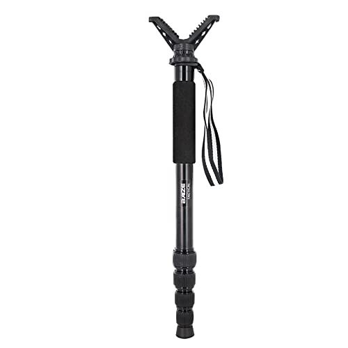BZTAC Aluminum Tactical 5-Section Hunting Shooting Stick Monopod Gun Rifle Shooting Rest with Removable 360° Rotation V Yoke, 18.9-62.3 inches Full Height Adjustment Hunting Shooting Stand Platform
