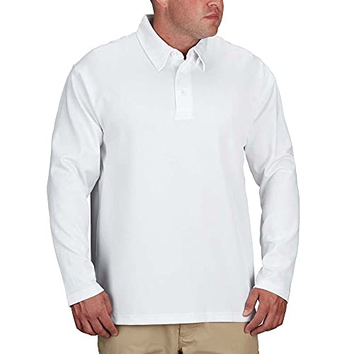 Propper I.C.E Men's Long Sleeve Performance Polo Shirt, White, Large