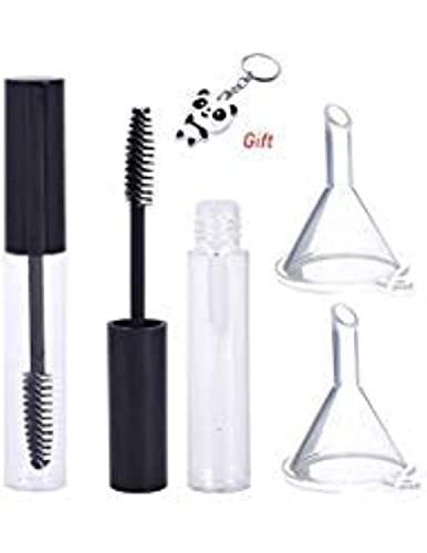 2Pcs 10ml Empty Mascara Tube with Eyelash Wand, Eyelash Cream Container Bottle with Funnels Transfer Pipettes for Travel, Home