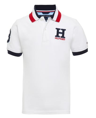 Tommy Hilfiger Boys' Short Sleeve Matt Polo Shirt, White, 16-18