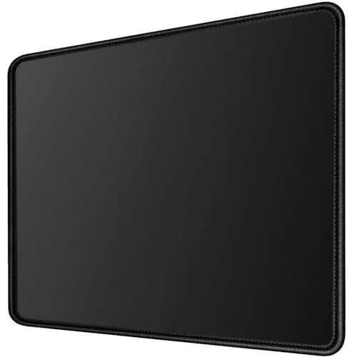 TONOS Black Mouse Pad 11 x 8 3/4 x 1/8 in. Basic Big Mouse Pad with Stitched Edges and Non-Slip Rubber Base, Premium-Textured Mousepad for Laptop, Computer & PC, Gaming & Working- Waterproof