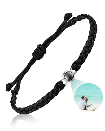 Custom Bracelets with Picture inside, Customized Projection Picture Bracelet Personalized Photo, Memorial Anniversary Birthday Gifts for Women/Men/Family/Couple/Friend/Dog/Cat