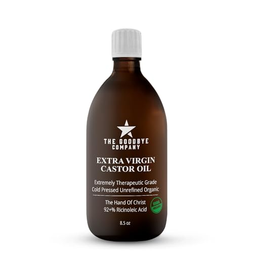 The Goodbye Company 100% Natural Virgin Castor Oil, USDA Certified Organic - For Skin, Hair Growth and Eyelashes (250 mL)