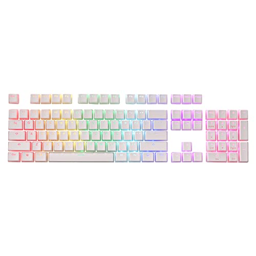 Redragon A130 White Pudding Keycaps, 104 Keys Standard Doubleshot PBT Keycap Set w/Translucent Layer for Mechanical Keyboard, OEM Profile, English (US) ANSI Layout