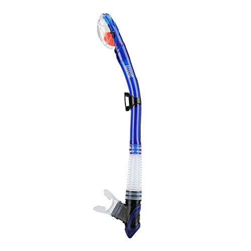 Aegend Dry Snorkel Blue, Easy-Breath Free Diving Snorkel for Snorkeling Scuba Diving Freediving Swimming, with Top Dry Valve and Food-Grade Silicone Mouthpiece for Adult Youth