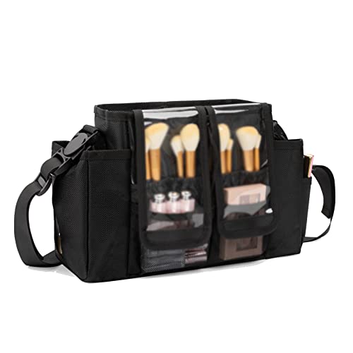 Ethereal Professional Makeup Artist Bag, Makeup Brush Bag with PVC Cover, Large Capacity Makeup bag with Adjustable Belt and Shoulder Strap, Makeup Artist Must Haves