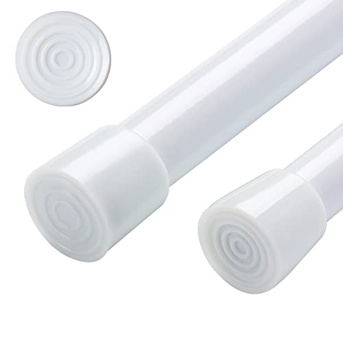 2PCS Spring Tension Curtain Rods 28-43 Inches Adjustable, Small Short Expandable Spring Loaded Curtain Tension Rods, For Window, Bathroom, Cupboard,Kitchen(no drilling,no screws,white)