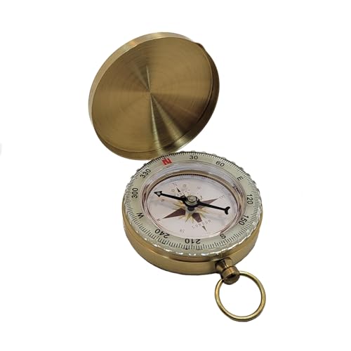 Glow-in-The-Dark, Brass Pocket Compass for Survival Gear Pack, Hiking, Wilderness Backpacking, Scouting, and Camping (FBA - No Engraving)