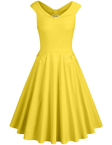 MUXXN Women's BBW Plus Size Dresses Loose Summer Short Sleeve Swing Cute Gowns Prom Dress (Yellow XL)