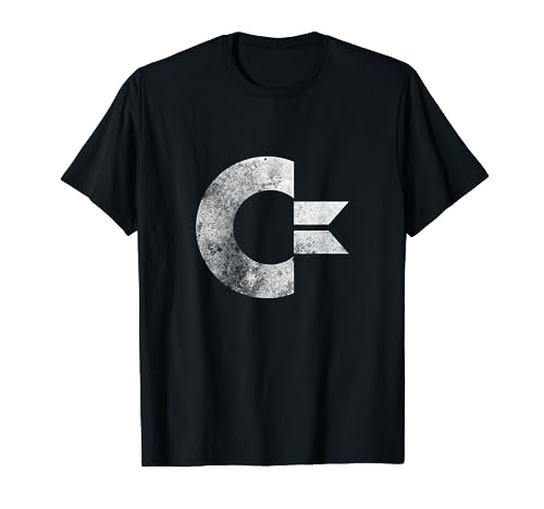 COMMODORE - C64 - Uppercase Letter Stone Washed Grunge Effect T-Shirt
