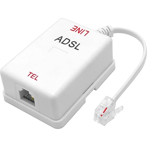 NECABLES DSL Filter for Phone Line 6 Inductors Version for DSL Band Interference Elimination and Static Noise Removing RJ11 6P2C Male to Female White