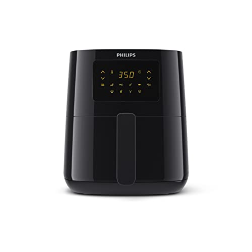 PHILIPS 3000 Series Air Fryer Essential Compact with Rapid Air Technology, 13-in-1 Cooking Functions to Fry, Bake, Grill, Roast & Reheat with up to 90% Less Fat*, 4.1L capacity, Black (HD9252/91)