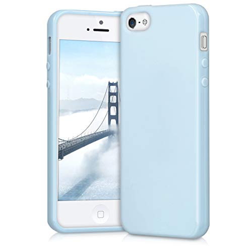 kwmobile Case Compatible with Apple iPhone SE (1.Gen 2016) / iPhone 5 / iPhone 5S Case - Soft Slim Protective TPU Silicone Cover - Light Blue Matte
