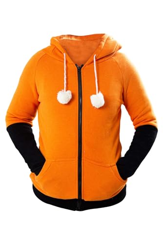 COSMOVIE Anime Fox Orelhas Cosplay Hoodie Fleece Jacket halloween Cosplay Sweatshirt Cute Animal Costume Coat Orange