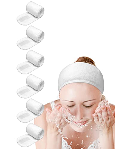 EUICAE Spa Headband Hair Wrap Sweat Headband Head Wrap Hair Towel Wrap Non-slip Stretchable Washable Makeup Headband for Face Wash Facial Treatment Sport Fits All White (White)
