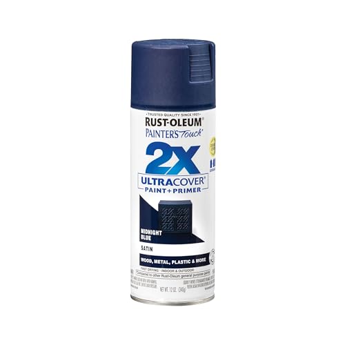 Rust-Oleum 334091 Painter's Touch 2X Ultra Cover Spray Paint, 12 oz, Satin Midnight Blue
